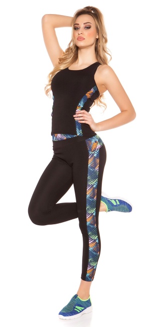 Trendy workout-sport outfit met top & leggings meerkleurig